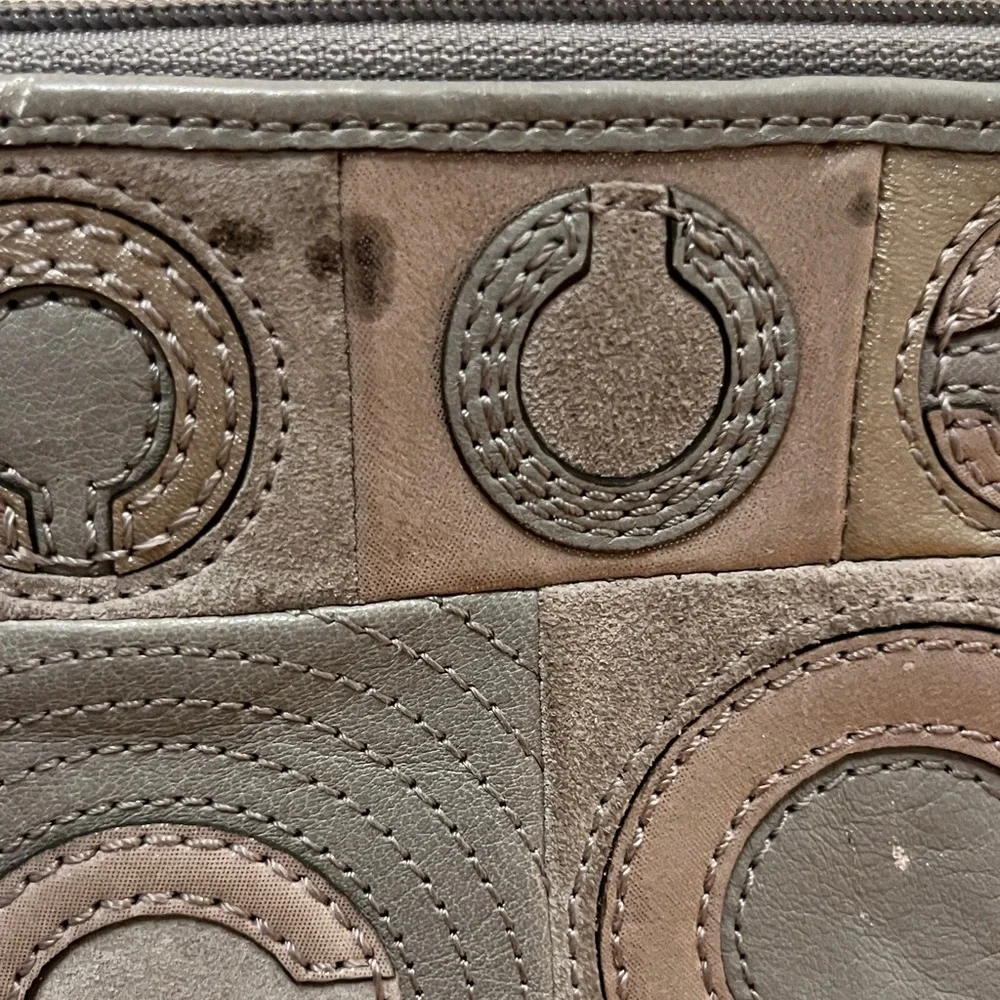 Coach Mia Madison Signature C Inlaid Grey Patchwork Wristlet